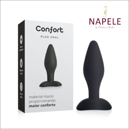 Plug Anal em Silicone Confort Médio Preto - 10,4 cm x 3 cm